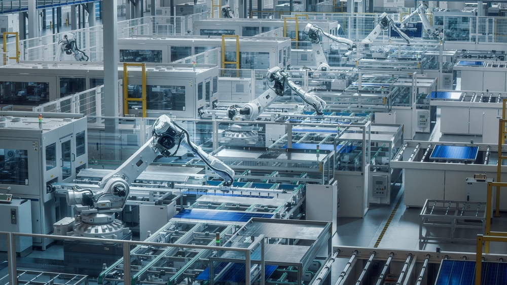 production line with robotics